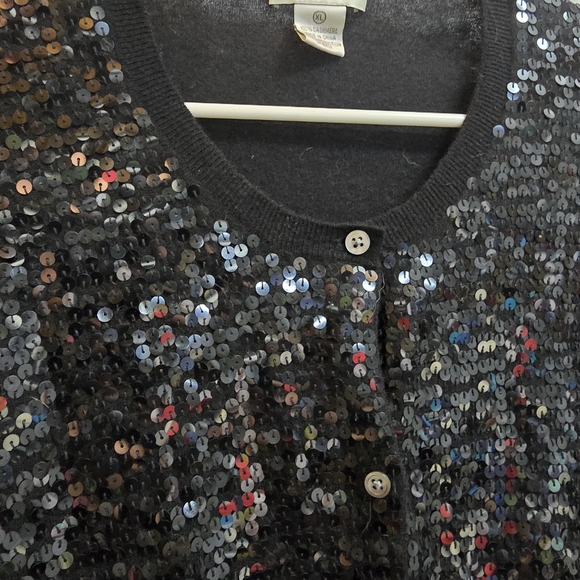 Neiman Marcus Sweaters - Neiman Marcus Black Sequin/cashmere Cardigan